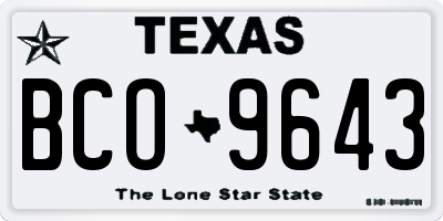 TX license plate BCO9643