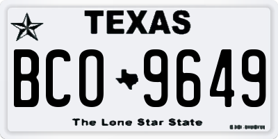TX license plate BCO9649