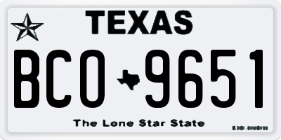 TX license plate BCO9651