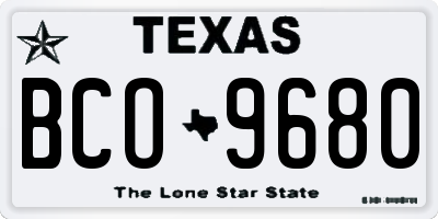 TX license plate BCO9680