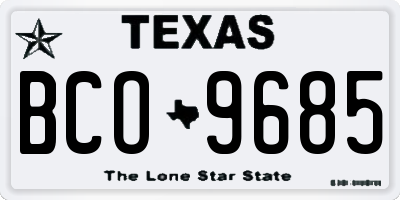 TX license plate BCO9685