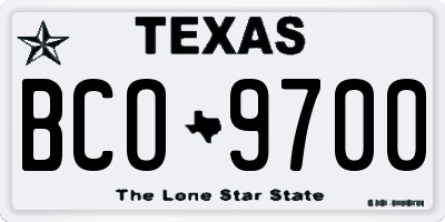 TX license plate BCO9700