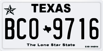 TX license plate BCO9716