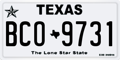 TX license plate BCO9731