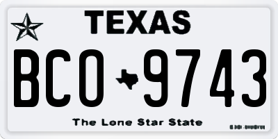 TX license plate BCO9743