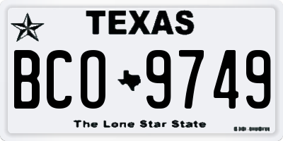 TX license plate BCO9749