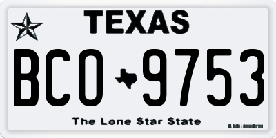 TX license plate BCO9753