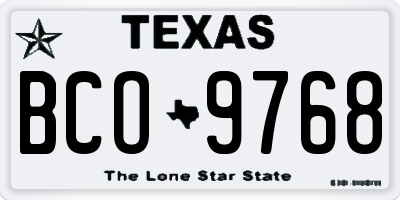 TX license plate BCO9768