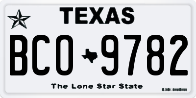 TX license plate BCO9782