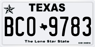 TX license plate BCO9783
