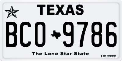 TX license plate BCO9786