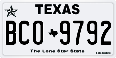 TX license plate BCO9792