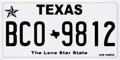 TX license plate BCO9812