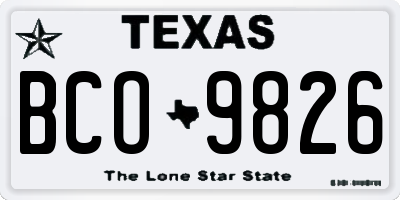 TX license plate BCO9826