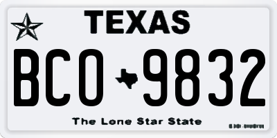 TX license plate BCO9832