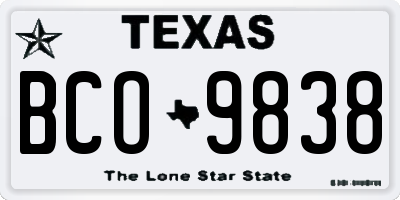 TX license plate BCO9838
