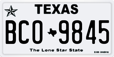 TX license plate BCO9845