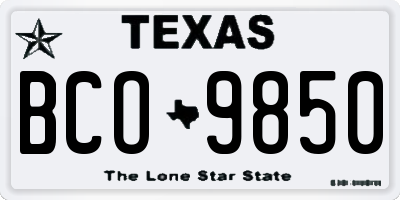 TX license plate BCO9850