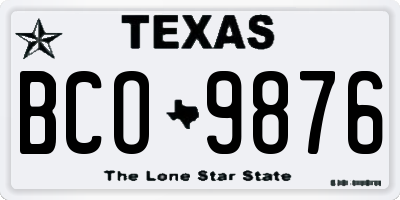 TX license plate BCO9876
