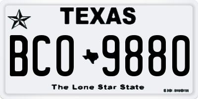 TX license plate BCO9880