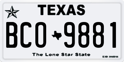 TX license plate BCO9881