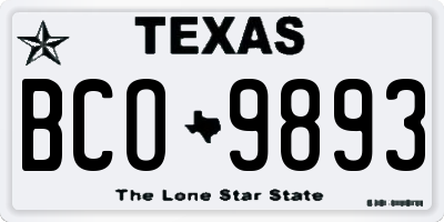 TX license plate BCO9893