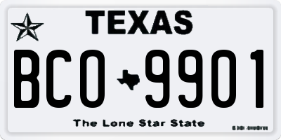 TX license plate BCO9901