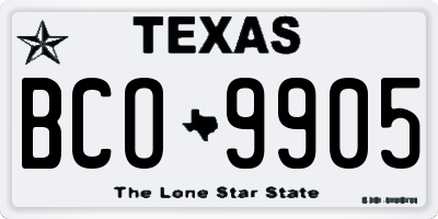 TX license plate BCO9905