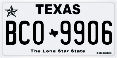 TX license plate BCO9906