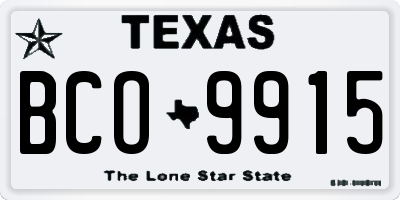 TX license plate BCO9915