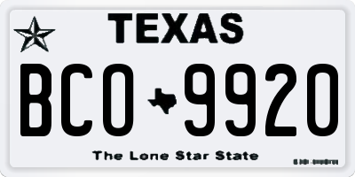 TX license plate BCO9920
