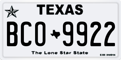 TX license plate BCO9922