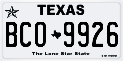 TX license plate BCO9926