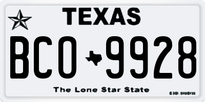 TX license plate BCO9928