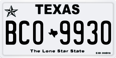 TX license plate BCO9930