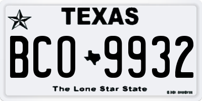 TX license plate BCO9932