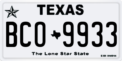 TX license plate BCO9933