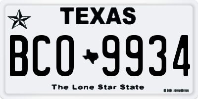 TX license plate BCO9934