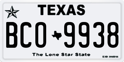 TX license plate BCO9938