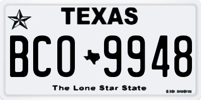 TX license plate BCO9948
