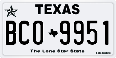 TX license plate BCO9951