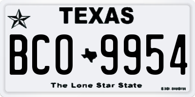 TX license plate BCO9954