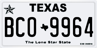 TX license plate BCO9964