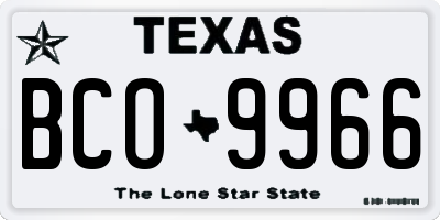 TX license plate BCO9966