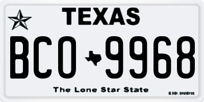 TX license plate BCO9968