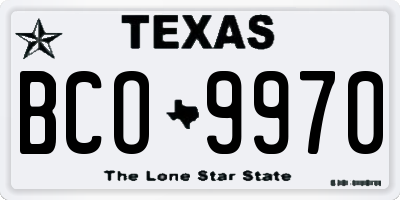 TX license plate BCO9970