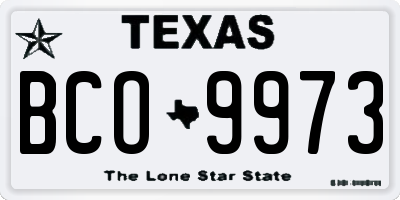 TX license plate BCO9973