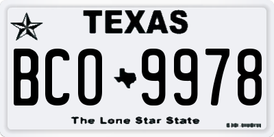 TX license plate BCO9978