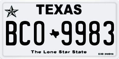 TX license plate BCO9983