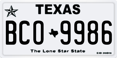TX license plate BCO9986